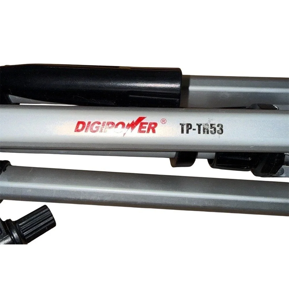 DigiPower Camera Tripod Silver/Black 3-Way Pan/Tilt Head Quick Release Bag